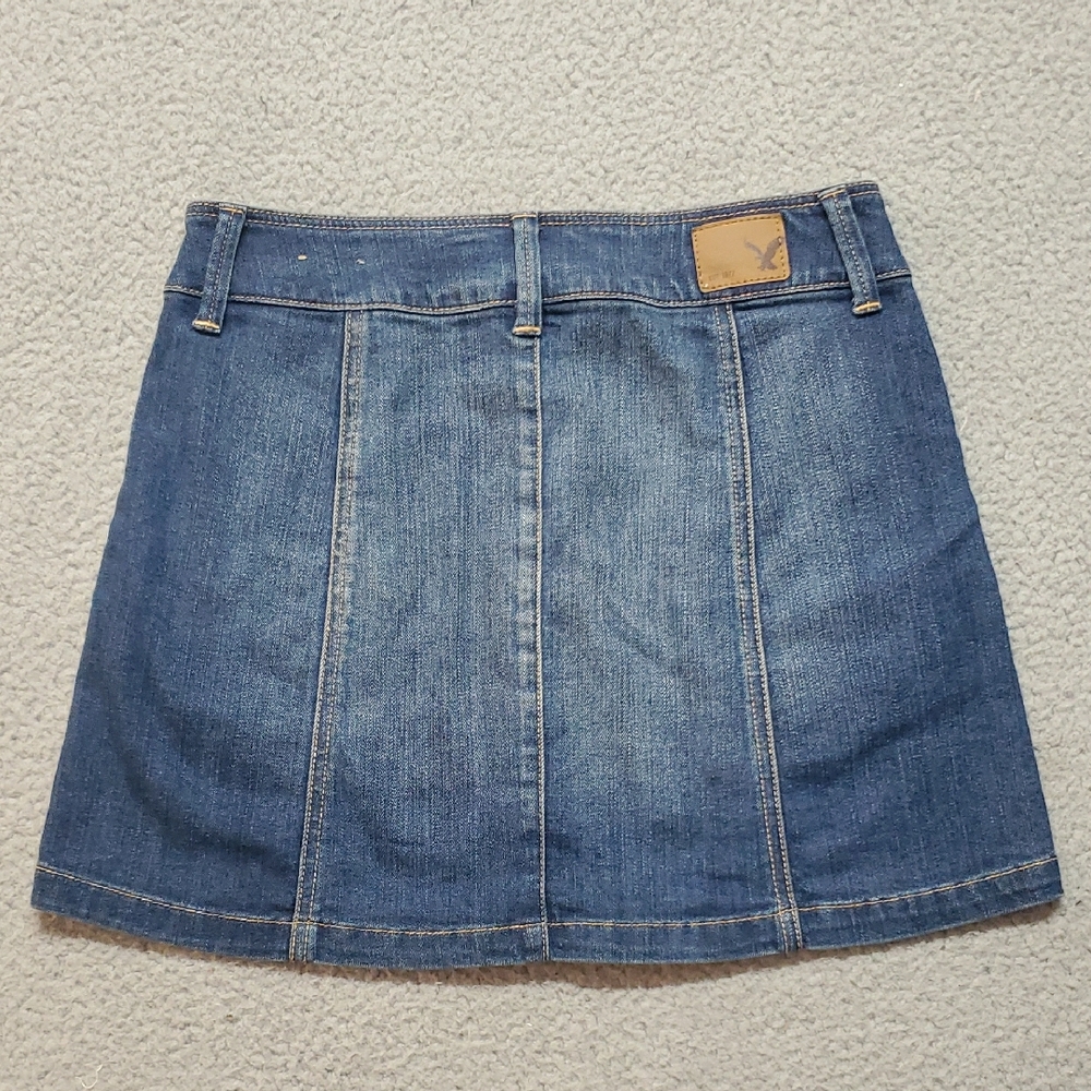 American Eagle Outfitters Denim Button-Front Women's Denim Mini Skirt Size 0 - Picture 2 of 6